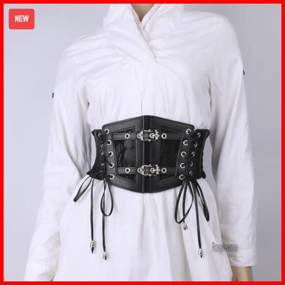 Vintage Lace-Up Corset Belt Adjustable Elastic Waist Waspie Wide Belt main image 5